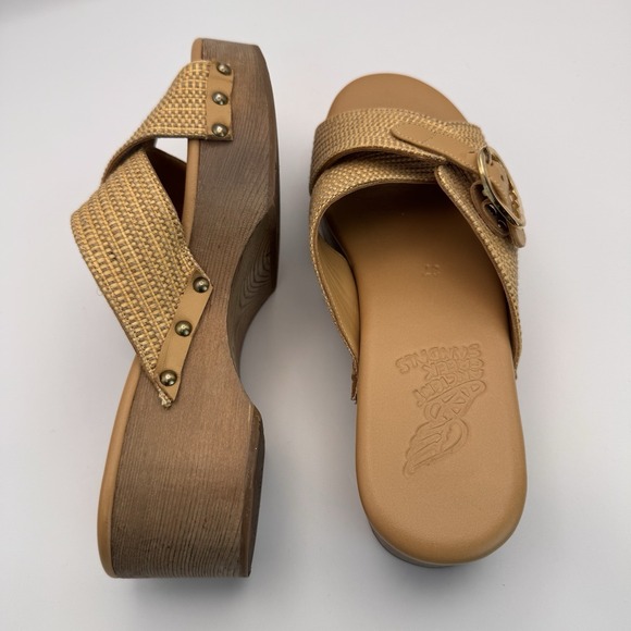 Ancient Greek Women's Clogs Beige Marilisa Sandals Size EU 37 Or US 7/6.5 - Picture 10 of 15